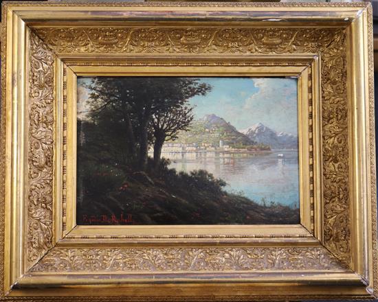 Egidio da Rubelli Italian lake scene 11.5 x 17in.